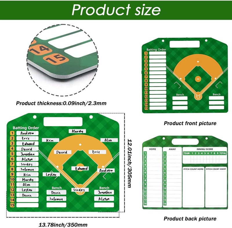 SRG Magnetic Baseball Lineup Board | Baseball Dry Erase Coaching Broad | Softball Lineup Cards Marker Boards | Baseball Clipboard for Coaches | Baseball Lineup Board for Dugout - Image 5